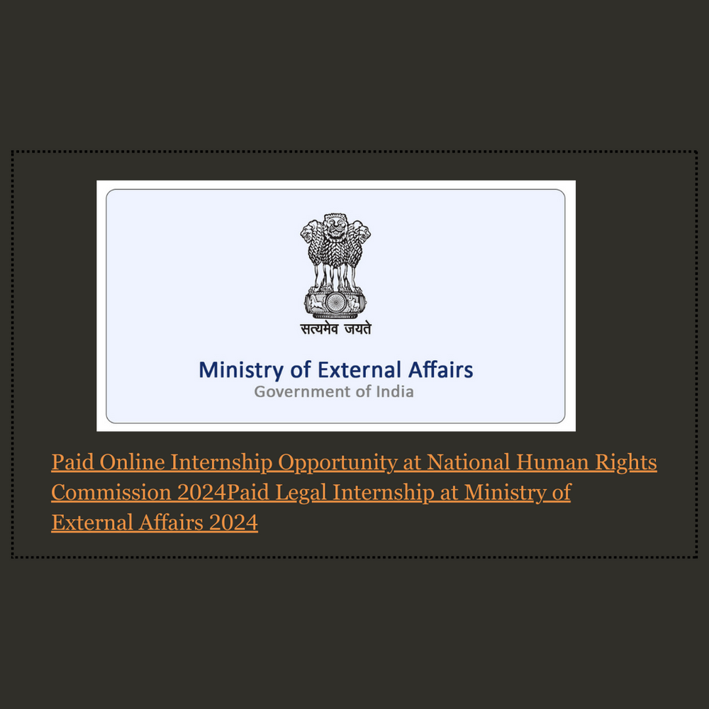 Paid Legal Internship at Ministry of External Affairs 2024